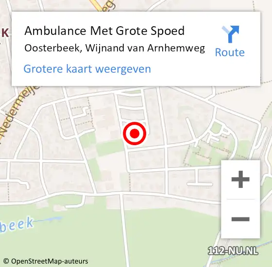 Locatie op kaart van de 112 melding: Ambulance Met Grote Spoed Naar Oosterbeek, Wijnand van Arnhemweg op 26 augustus 2018 15:58