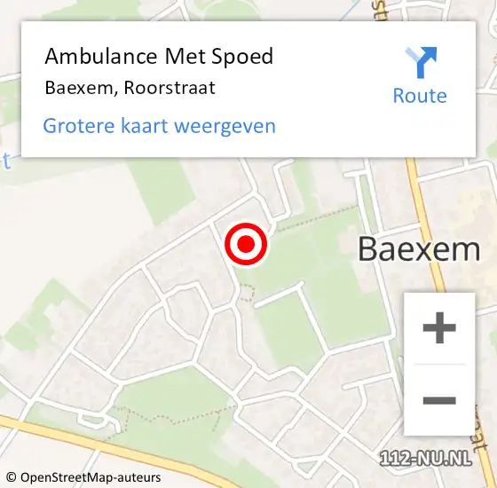 Locatie op kaart van de 112 melding: Ambulance Met Spoed Naar Baexem, Roorstraat op 26 augustus 2018 22:20