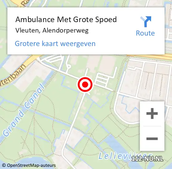Locatie op kaart van de 112 melding: Ambulance Met Grote Spoed Naar Vleuten, Alendorperweg op 27 augustus 2018 01:21
