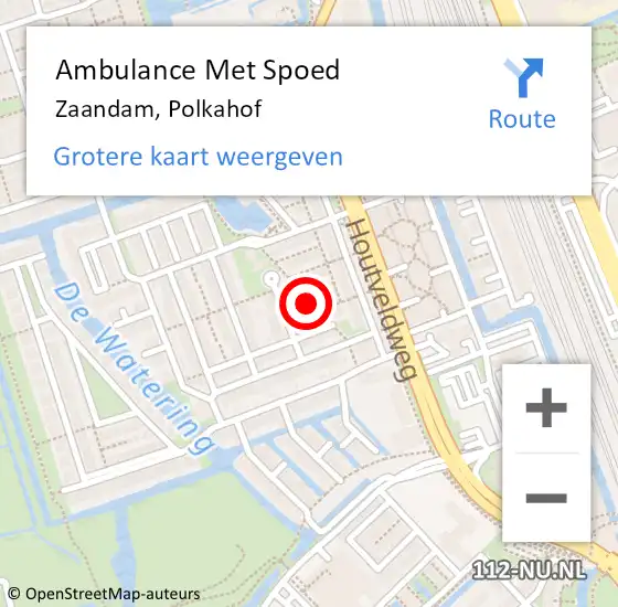 Locatie op kaart van de 112 melding: Ambulance Met Spoed Naar Zaandam, Polkahof op 27 augustus 2018 01:53