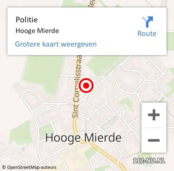 Locatie op kaart van de 112 melding: Politie Hooge Mierde op 27 augustus 2018 01:59