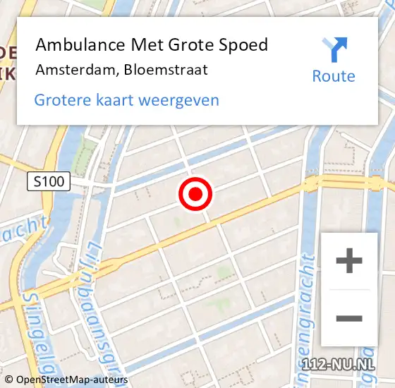 Locatie op kaart van de 112 melding: Ambulance Met Grote Spoed Naar Amsterdam, Bloemstraat op 27 augustus 2018 05:38