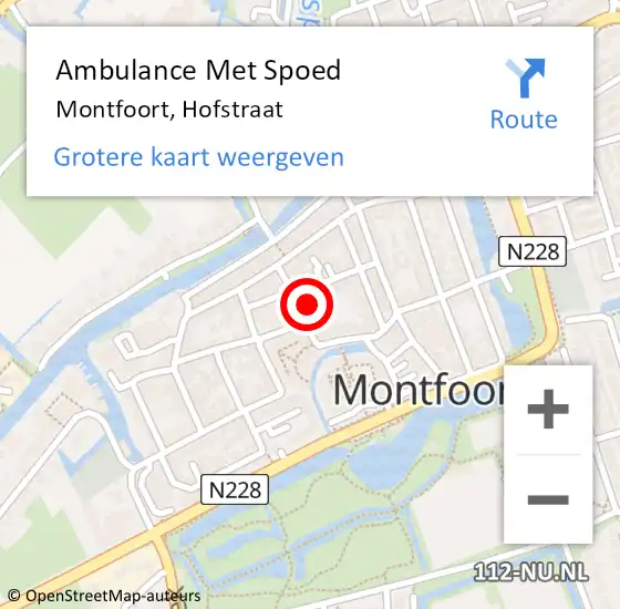 Locatie op kaart van de 112 melding: Ambulance Met Spoed Naar Montfoort, Hofstraat op 27 augustus 2018 05:49