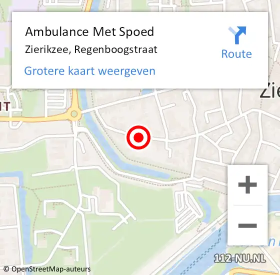 Locatie op kaart van de 112 melding: Ambulance Met Spoed Naar Zierikzee, Regenboogstraat op 27 augustus 2018 07:00