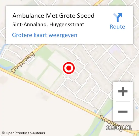 Locatie op kaart van de 112 melding: Ambulance Met Grote Spoed Naar Sint-Annaland, Huygensstraat op 27 augustus 2018 09:20