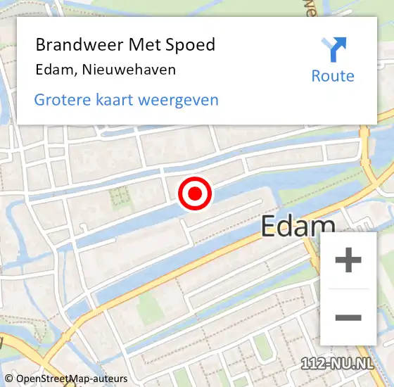 Locatie op kaart van de 112 melding: Brandweer Met Spoed Naar Edam, Nieuwehaven op 27 augustus 2018 09:29