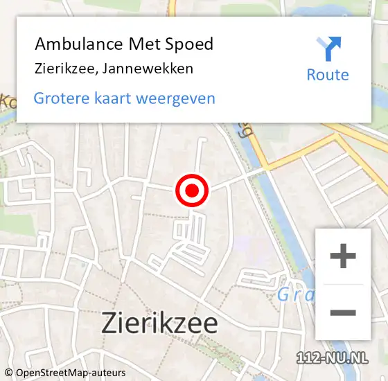 Locatie op kaart van de 112 melding: Ambulance Met Spoed Naar Zierikzee, Jannewekken op 27 augustus 2018 10:03