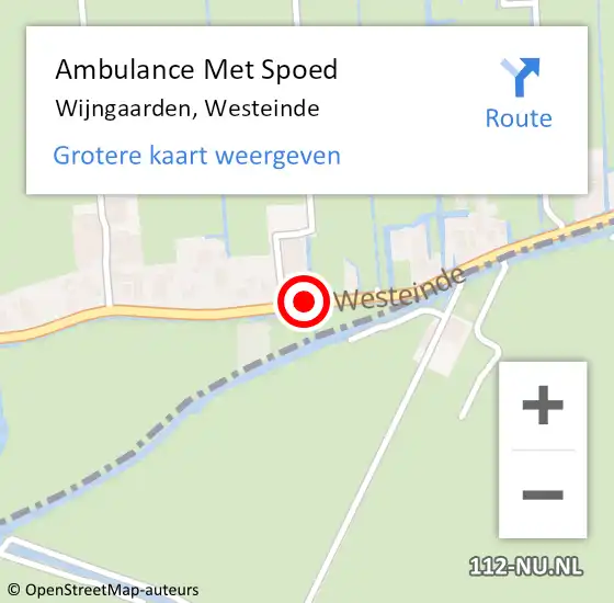 Locatie op kaart van de 112 melding: Ambulance Met Spoed Naar Wijngaarden, Westeinde op 27 augustus 2018 10:17