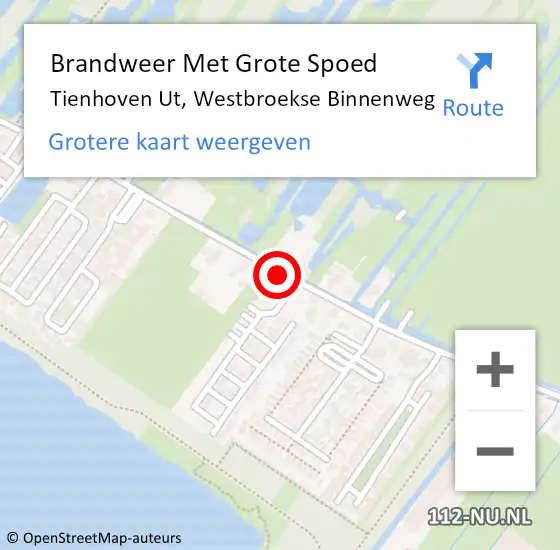 Locatie op kaart van de 112 melding: Brandweer Met Grote Spoed Naar Tienhoven Ut, Westbroekse Binnenweg op 27 augustus 2018 10:50