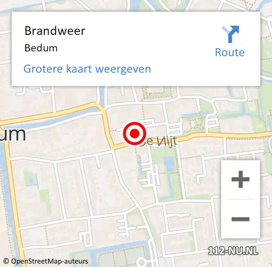 Locatie op kaart van de 112 melding: Brandweer Bedum op 27 augustus 2018 11:17