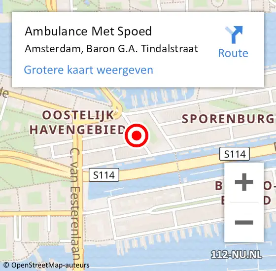 Locatie op kaart van de 112 melding: Ambulance Met Spoed Naar Amsterdam, Baron G.A. Tindalstraat op 27 augustus 2018 11:21