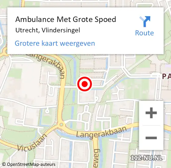 Locatie op kaart van de 112 melding: Ambulance Met Grote Spoed Naar Utrecht, Vlindersingel op 27 augustus 2018 11:38