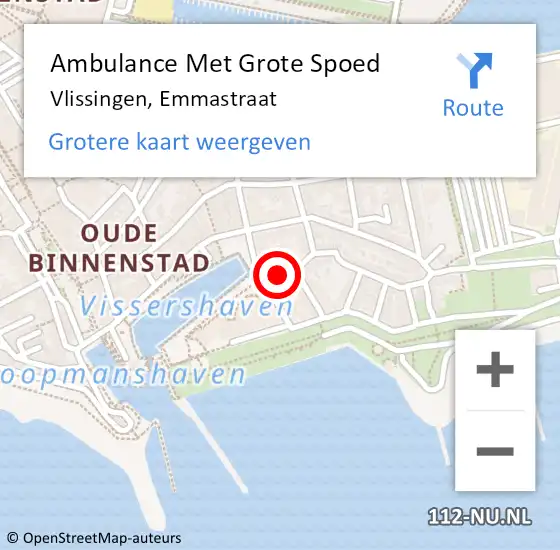 Locatie op kaart van de 112 melding: Ambulance Met Grote Spoed Naar Vlissingen, Emmastraat op 27 augustus 2018 11:56