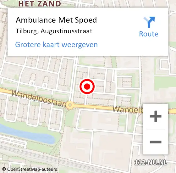 Locatie op kaart van de 112 melding: Ambulance Met Spoed Naar Tilburg, Augustinusstraat op 27 augustus 2018 12:25