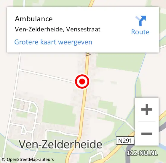 Locatie op kaart van de 112 melding: Ambulance Ven-Zelderheide, Vensestraat op 7 maart 2014 09:49