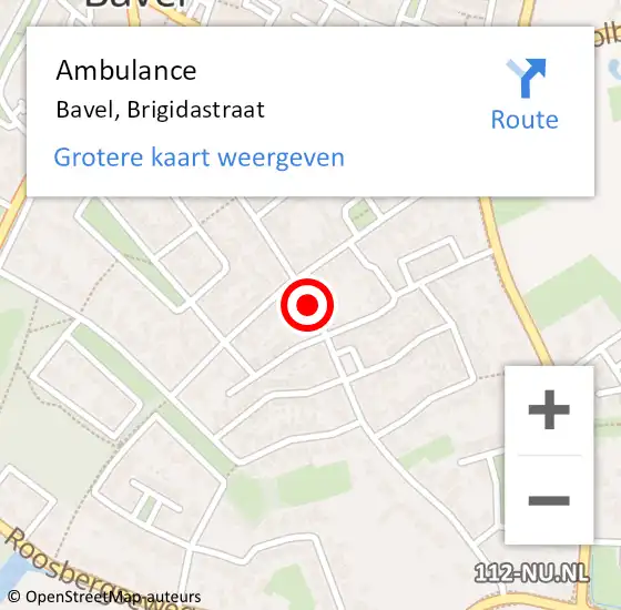 Locatie op kaart van de 112 melding: Ambulance Bavel, Brigidastraat op 27 augustus 2018 13:24