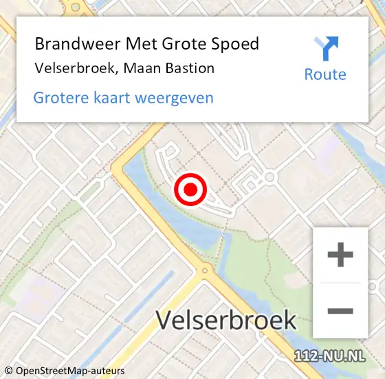 Locatie op kaart van de 112 melding: Brandweer Met Grote Spoed Naar Velserbroek, Maan Bastion op 27 augustus 2018 13:29