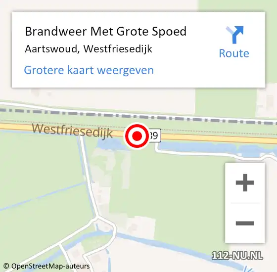 Locatie op kaart van de 112 melding: Brandweer Met Grote Spoed Naar Aartswoud, Westfriesedijk op 27 augustus 2018 13:31