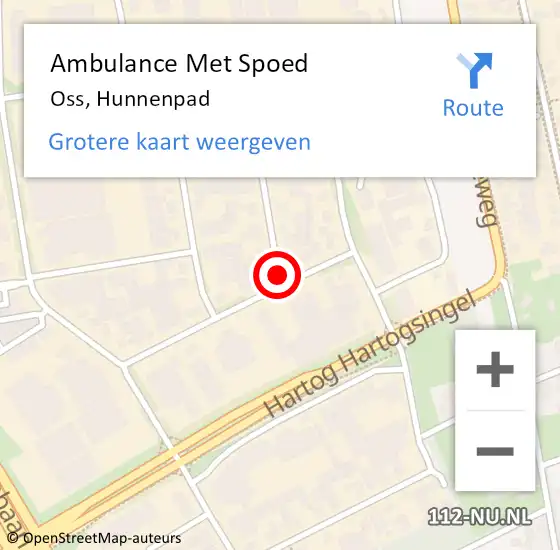 Locatie op kaart van de 112 melding: Ambulance Met Spoed Naar Oss, Hunnenpad op 27 augustus 2018 16:08