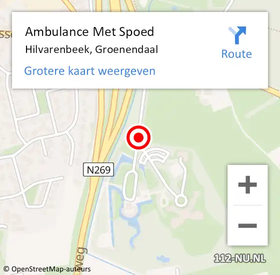 Locatie op kaart van de 112 melding: Ambulance Met Spoed Naar Hilvarenbeek, Groenendaal op 27 augustus 2018 16:25