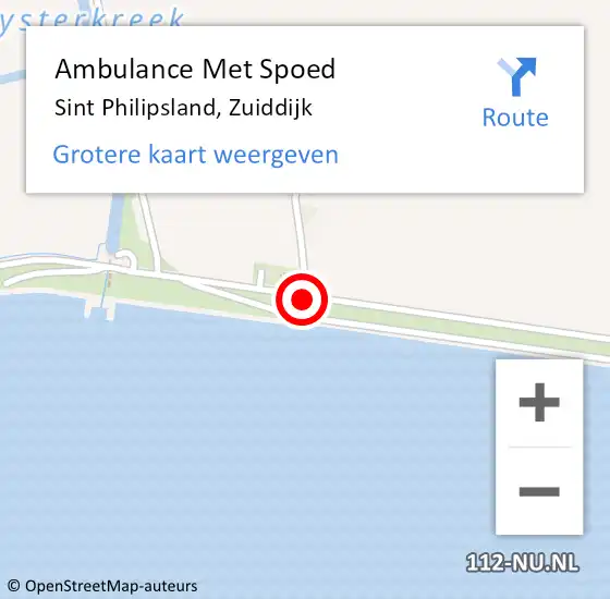 Locatie op kaart van de 112 melding: Ambulance Met Spoed Naar Sint Philipsland, Zuiddijk op 27 augustus 2018 17:48