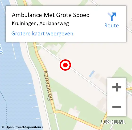 Locatie op kaart van de 112 melding: Ambulance Met Grote Spoed Naar Kruiningen, Adriaansweg op 7 maart 2014 10:17