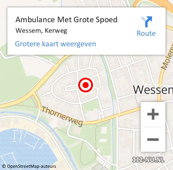 Locatie op kaart van de 112 melding: Ambulance Met Grote Spoed Naar Wessem, Kerweg op 27 augustus 2018 18:38