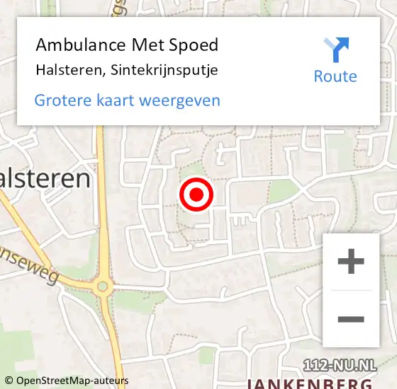 Locatie op kaart van de 112 melding: Ambulance Met Spoed Naar Halsteren, Sintekrijnsputje op 27 augustus 2018 18:43