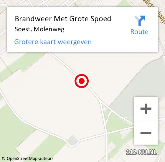 Locatie op kaart van de 112 melding: Brandweer Met Grote Spoed Naar Soest, Molenweg op 27 augustus 2018 19:42