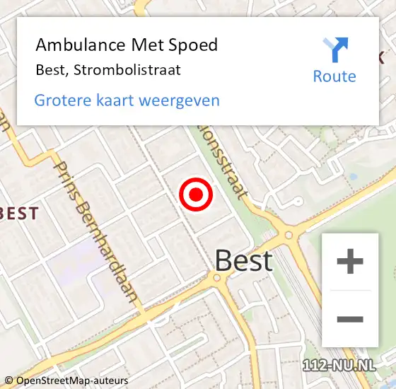 Locatie op kaart van de 112 melding: Ambulance Met Spoed Naar Best, Strombolistraat op 27 augustus 2018 19:47