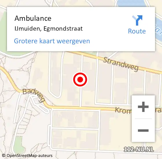 Locatie op kaart van de 112 melding: Ambulance IJmuiden, Egmondstraat op 27 augustus 2018 19:50