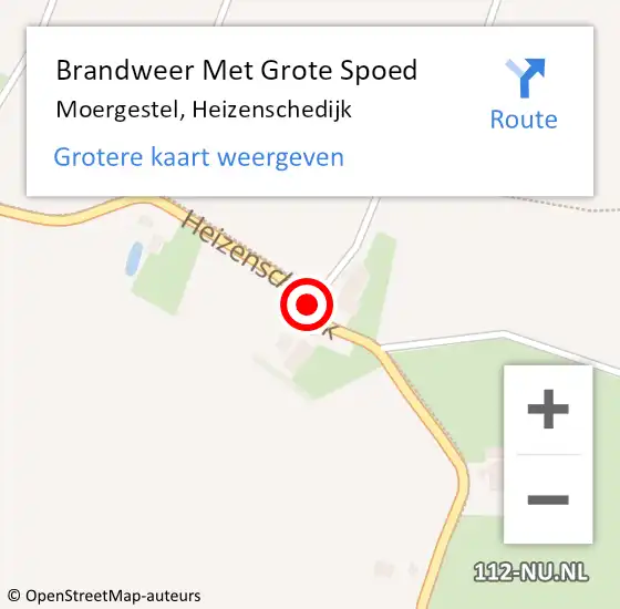 Locatie op kaart van de 112 melding: Brandweer Met Grote Spoed Naar Moergestel, Heizenschedijk op 27 augustus 2018 20:17