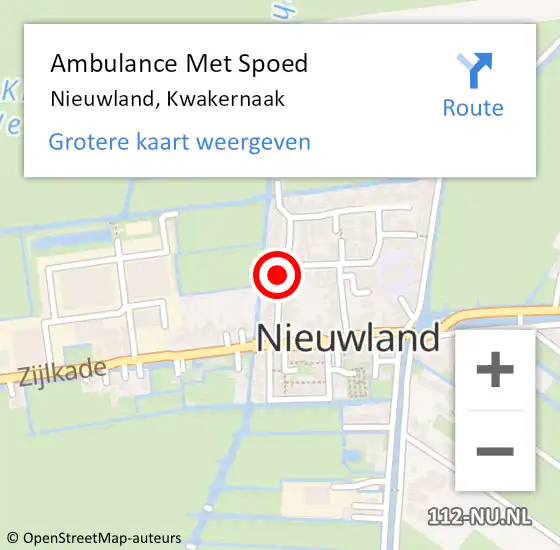 Locatie op kaart van de 112 melding: Ambulance Met Spoed Naar Nieuwland, Kwakernaak op 27 augustus 2018 22:40