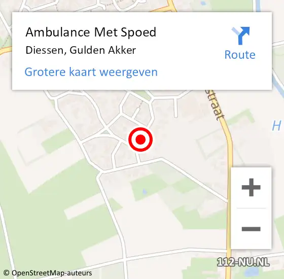 Locatie op kaart van de 112 melding: Ambulance Met Spoed Naar Diessen, Gulden Akker op 27 augustus 2018 23:30