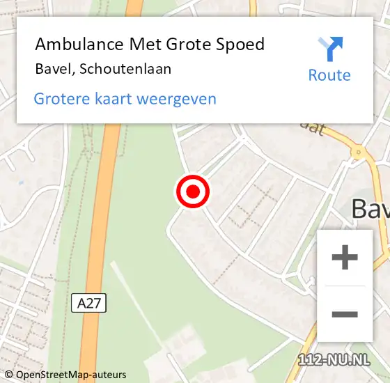 Locatie op kaart van de 112 melding: Ambulance Met Grote Spoed Naar Bavel, Schoutenlaan op 28 augustus 2018 00:09