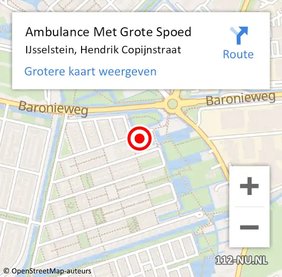 Locatie op kaart van de 112 melding: Ambulance Met Grote Spoed Naar IJsselstein, Hendrik Copijnstraat op 28 augustus 2018 00:32