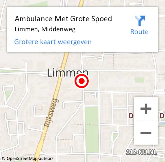 Locatie op kaart van de 112 melding: Ambulance Met Grote Spoed Naar Limmen, Middenweg op 28 augustus 2018 00:35