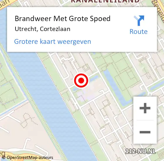 Locatie op kaart van de 112 melding: Brandweer Met Grote Spoed Naar Utrecht, Cortezlaan op 28 augustus 2018 04:35