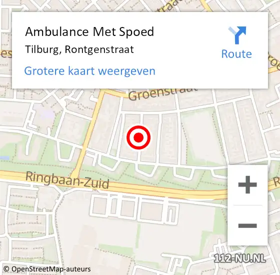 Locatie op kaart van de 112 melding: Ambulance Met Spoed Naar Tilburg, Rontgenstraat op 28 augustus 2018 05:44