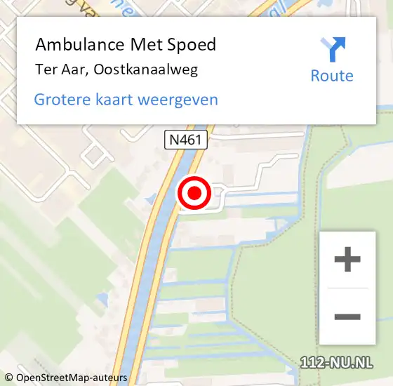 Locatie op kaart van de 112 melding: Ambulance Met Spoed Naar Ter Aar, Oostkanaalweg op 7 maart 2014 10:52