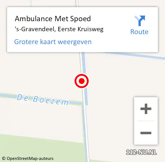 Locatie op kaart van de 112 melding: Ambulance Met Spoed Naar 's-Gravendeel, Eerste Kruisweg op 28 augustus 2018 08:50