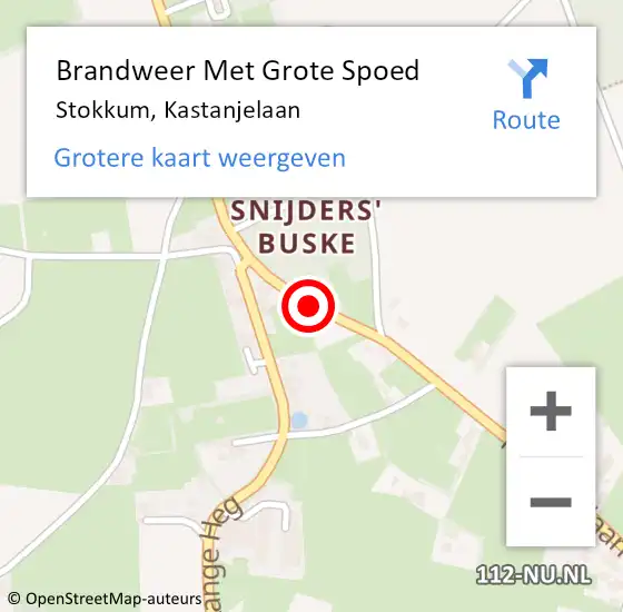 Locatie op kaart van de 112 melding: Brandweer Met Grote Spoed Naar Stokkum, Kastanjelaan op 28 augustus 2018 09:22