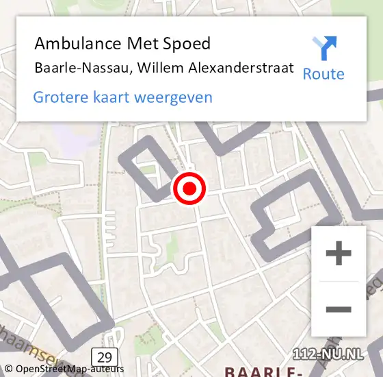 Locatie op kaart van de 112 melding: Ambulance Met Spoed Naar Baarle-Nassau, Willem Alexanderstraat op 28 augustus 2018 09:52