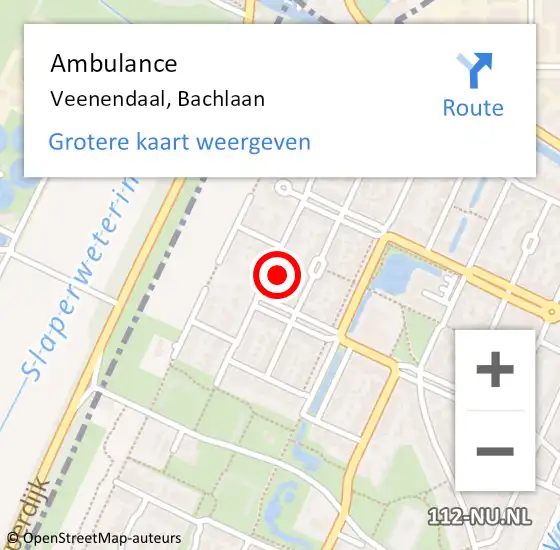 Locatie op kaart van de 112 melding: Ambulance Veenendaal, Bachlaan op 28 augustus 2018 10:08