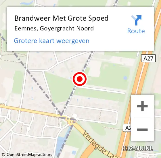 Locatie op kaart van de 112 melding: Brandweer Met Grote Spoed Naar Eemnes, Goyergracht Noord op 28 augustus 2018 10:30