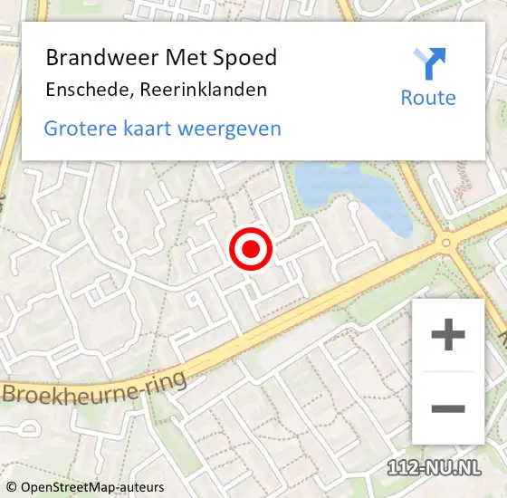 Locatie op kaart van de 112 melding: Brandweer Met Spoed Naar Enschede, Reerinklanden op 28 augustus 2018 10:49