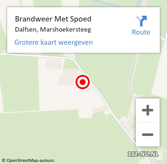 Locatie op kaart van de 112 melding: Brandweer Met Spoed Naar Dalfsen, Marshoekersteeg op 7 maart 2014 11:02