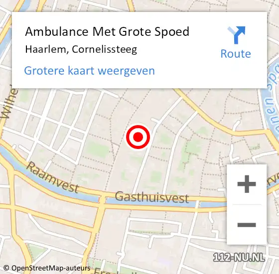 Locatie op kaart van de 112 melding: Ambulance Met Grote Spoed Naar Haarlem, Cornelissteeg op 28 augustus 2018 11:10