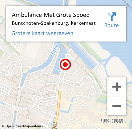 Locatie op kaart van de 112 melding: Ambulance Met Grote Spoed Naar Bunschoten-Spakenburg, Kerkemaat op 28 augustus 2018 12:05