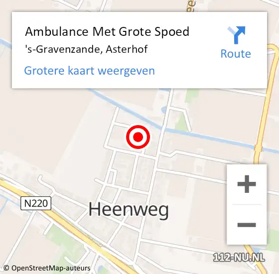 Locatie op kaart van de 112 melding: Ambulance Met Grote Spoed Naar 's-Gravenzande, Asterhof op 24 september 2013 15:59